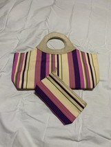 Estee Lauder Multi-Color Stripe Polyester Cosmetic Canvas Handbag / Matc... - £5.24 GBP