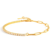 ROXI Half Crystal Half Link Chain Bracelet for Women Fashion Jewelry Pulseras mu - £10.05 GBP