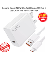 Genuine Xiaomi 120W USB-C 6A Supercharge Data Cable + Fast Charger UK Pl... - £22.71 GBP