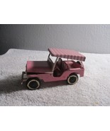 Vintage Willys Jeep metal toy pink/white 5.5'' long unbranded 1950s 60s - $49.49
