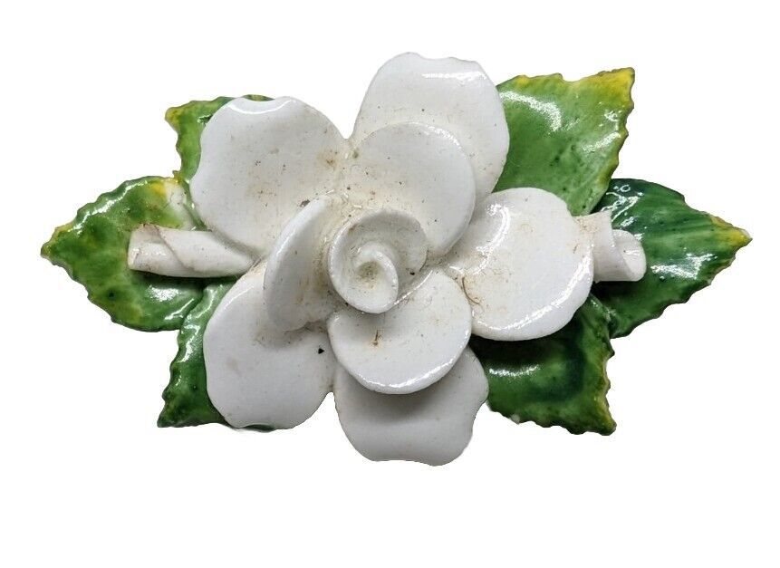 Vintage Artone Bone China White Flower Pin Brooch Made in England - $13.86