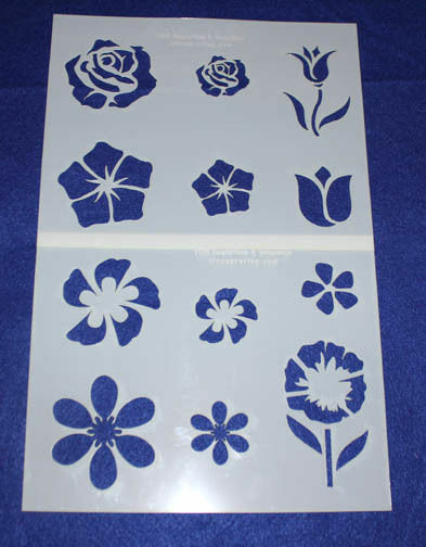 2 Piece Set -Mylar 14 Mil Flower Stencils  Painting/Crafts/Stencil/Template - £19.61 GBP