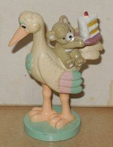 Vintage 1992 Bundles By Applause Stork Figurine with teddy bear Gift Cake Topper - $14.50