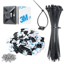 3/4&quot; Strong Back-Glue Self Adhesive Black Cable Zip Tie Mounts 100Pcs Wi... - £15.97 GBP