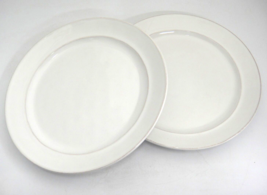 Pier 1 White Cambria Lot of 2 9.5&quot; Salad Plates Portugal Pottery - £11.17 GBP