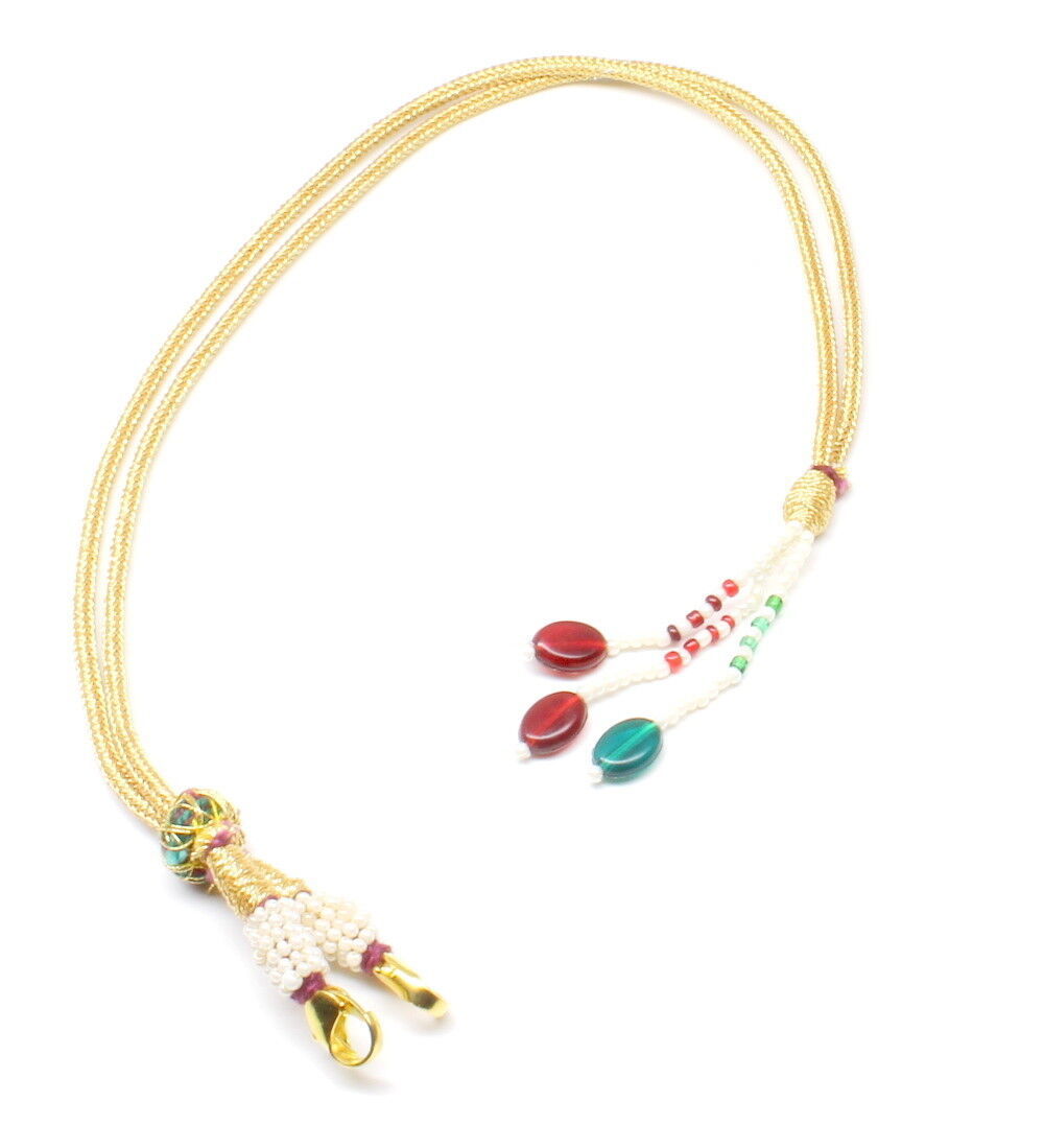 Cute Indian Adjustable Necklace Tassel Golden Red Green Beads Wholesale Lot - £7.60 GBP - £14.01 GBP