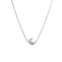 8.5 mm Crescent Moon with Created Diamonds Pendant Necklace 14K White Gold Over - £75.90 GBP