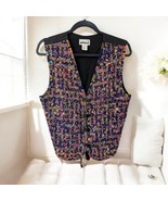 Vintage Creazioni Effect Woven Patchwork Vest Size M Retro 80s 90s purple - $533.07 MXN