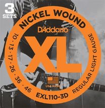 3 Pack D&#39;Addario EXL110 Electric Guitar Strings 10-46 Light EXL110-3D Sets - £23.97 GBP