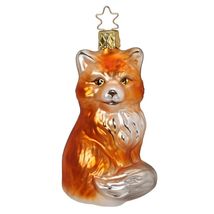 Inge Glas Furry Fox German Glass Christmas Tree Ornament Free Box - $45.52