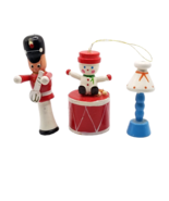 Wooden Christmas Ornaments Lot Drum Snowman Lamp Soldier Crafting Craft ... - £7.03 GBP