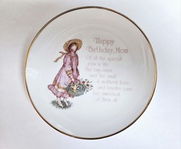 1978 Lasting Memories Happy Birthday Mom Collector Plate 6.25&quot; Holly Hobbie Girl - £14.78 GBP