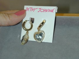 Betsey Johnson Acrylic Heart Huggie Hoop Pierced Earrings NWT - $24.99