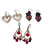 Set Of 3 Pierced Boho Artsy Earrings Dangle Heart Theme Gold &amp; Rose Gold... - $284.64 MXN