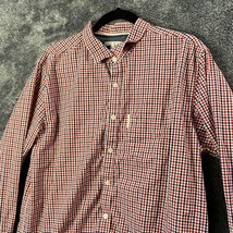 Marc Ecko Shirt Mens Large Red Gingham Check Plaid Well Hung Cut Sew Button Up - £10.00 GBP