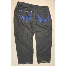 RK Icon Mens Size 44x32 Black Dark Denim Jeans Blue Stitching Straight Leg - £15.56 GBP