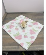 HB Hudson Baby Fawn Deer Security Lovey Blanket White Pink Roses Soft Pl... - $13.85