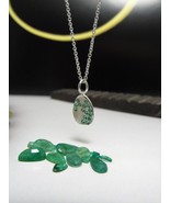 Gold Emerald necklace. 14K white gold necklace, pendant with 15Green Eme... - $957.31 CAD