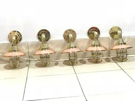 Nautical Marine Solid Brass Bulkhead Angled Light With Copper Shade 5 Pcs - £359.87 GBP