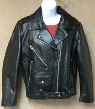 Vintage Womens Leather Motorcycle Jacket Quilt Lined Belted Sz12 Med  Lrg Niki - £71.21 GBP