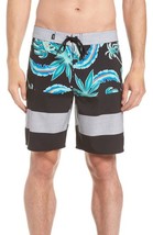 Mens black tropical Vans 4 way stretch board shorts Size 32 inseam 9&quot; New - £24.74 GBP