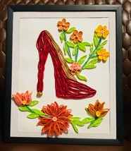 Handcrafted Quilled Paper Art Red Shoe Wall Paper Art - $40.00