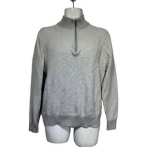 Brooks Brothers Men&#39;s Gray Supima Cotton 1/4 zip gray Logo Sweater Size L - £19.40 GBP