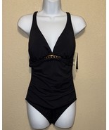 GOTTEX Black Rose Bud V Neck One Piece Swimsuit Sz 12 D NEW - $2,697.07 MXN