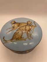 Limoges? Porcelaine De Paris &quot;Chasses Royales 2 Cheetah&quot; Lidded Box - £140.12 GBP
