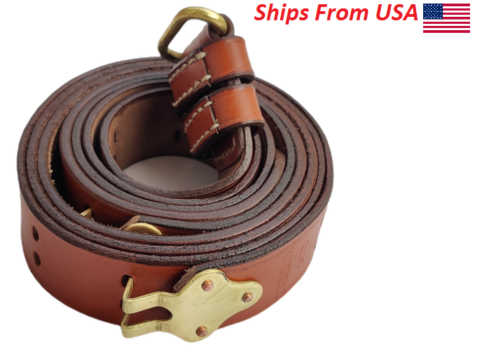 WWII US Army M1941 Leather Sling for M1 Garand Rifle Copper Fitting Brow... - $20.06