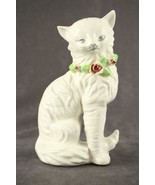 Vintage Ceramic Porcelain Animal Cat Figurine White Persian TILSO Rose C... - £14.12 GBP