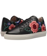 Skechers VASO PINTAR Black Leather Embroidered Bright Flowers Sneakers S... - $94.35 CAD