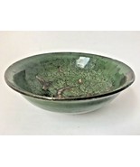 Green Pottery Bowl Signed Marion Partial Glaze - £19.88 GBP
