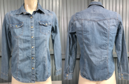 Forever 21 Blue Denim Snap Womens Shirt Size Small Cotton - £11.55 GBP