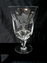 Etched Crystal 5.75&quot; Iced Tea Goblet Glass Grapes &amp; Vine - Unknown Maker - $269.92 MXN