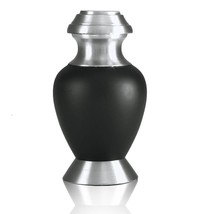 Small/Keepsake 4 Cubic Ins Black &amp; Pewter Brass Funeral Cremation Urn for Ashes - $59.99