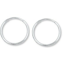 Continuous Endless Round 14k White Gold Threader Hoop Earrings 10mm 12mm 14mm - £23.15 GBP