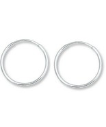 Continuous Endless Round 14k White Gold Threader Hoop Earrings 10mm 12mm... - £22.00 GBP