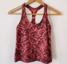 READ Lululemon Cool Racerback Tank Top Nulu Spray Leaf Fireside Red Multi Size 4 - £23.59 GBP