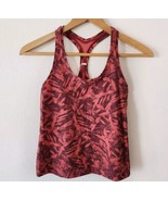 READ Lululemon Cool Racerback Tank Top Nulu Spray Leaf Fireside Red Mult... - $38.29 CAD