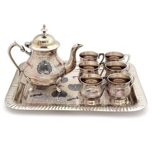 Indian Handcrafted Pure Brass Usable Royal Enameled Peacock Design Work Tea Set - £159.46 GBP