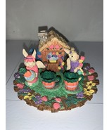 Vintage Resin Easter Tea Set House Bunnies Mugs Carrots Easter Decor - $34.64 CAD
