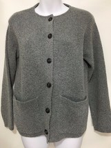 Travel Smith Petite XSP Gray Button-Front Cardigan Sweater Wool Blend - £23.80 GBP