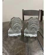 Viking Glass Figurine Frosted Clear Yorkie Dog Paperweight Bookends Set ... - $44.54