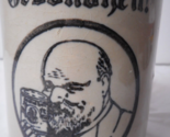 Crock Pottery GESUNDHEIT Tan Beer Mug 1/2L Black Transferware 5&quot; Tall - £17.82 GBP