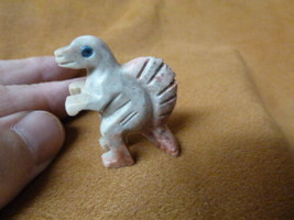 (Y-DIN-SP-8) little Gray SPINOSAURUS DINOSAUR stone carving SOAPSTONE di... - $8.59