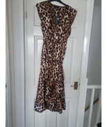 Midi Dress Size 10 ruffled animal print dress size 10  midi high low Bra... - €16,64 EUR