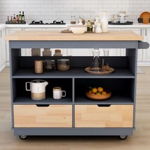 Merax Kitchen Island Cart on Wheels, Modern Rolling Island Table with Big Drawer - $322.99