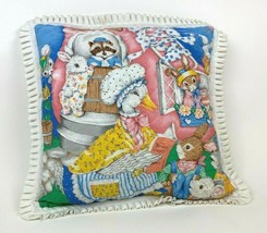Vtg MOTHER GOOSE Nursery Rhymes THROW Pillow RUFFLE Humpty QUILTED Peter... - £17.80 GBP