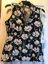 NWT TAIL Activewear Black White Daisy Dew Vianeth Sleeveless Mock Golf Shirt - S image 2
